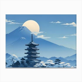 Japanese Pagoda In A Mountain Landscape Canvas Print