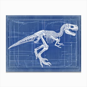 Microraptor Skeleton Hand Drawn Blueprint 3 Canvas Print