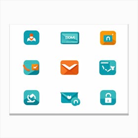 Business Communication Icons Flat Design Minimalistic For Web And Applications Include Envelope 2 1 Canvas Print