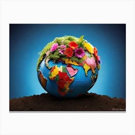 Leonardo Diffusion Xl A Blooming World Globe Its Petals And Fl 0 Canvas Print