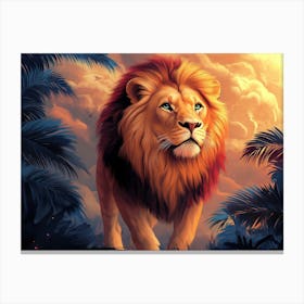 Lion In The Jungle Canvas Print