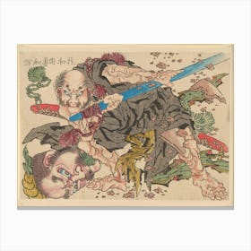Rochishin Chopping Off The Head Of Nio, Katsushika Hokusai Canvas Print