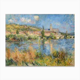 Lakeside Village Harmony Painting Inspired By Paul Cezanne Canvas Print