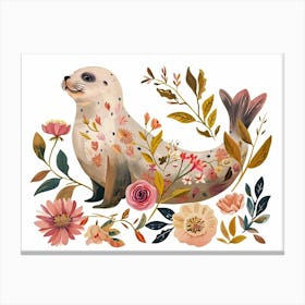 Little Floral Harp Seal 2 Canvas Print