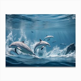 Beautiful Dolphins on the sea Canvas Print