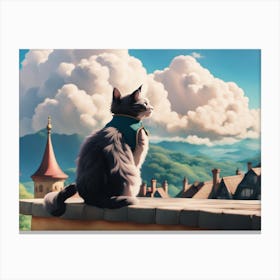 Cat On A Roof Canvas Print