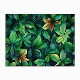 3d Texture Green Fresh Leaves Jungle Hawaii Tropical Seamless Pattern Canvas Print