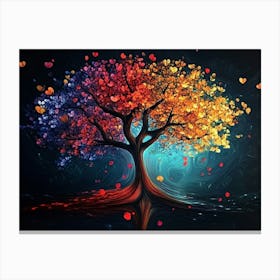 3d Colorful Tree In The Dark Background, 3d Abstraction 2 Canvas Print