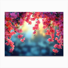 Elegant Colorful with Vibrant Flower Hanging Branches 4 Canvas Print