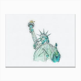 Statue Of Liberty Watercolor Painting Digital Art 2 Canvas Print