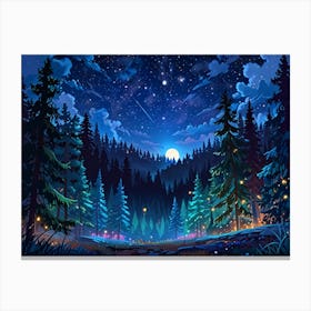 Forest Night Sky Canvas Print