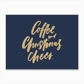 Coffee Christmas Cheer Navy Canvas Print