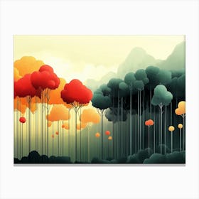 Dreamlike forest landscape illustration Canvas Print