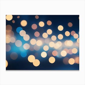 A Blurred Background Of Out Of Focus, Round Lights In Blue, Orange, And White Against A Dark Blue Backdrop Canvas Print