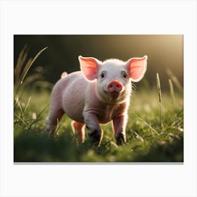 Pig In The Grass Canvas Print