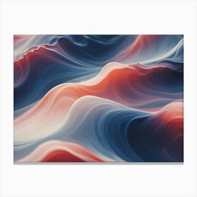 Abstract Image Of Flowing, Colorful Waves In Shades Of Blue, Red, And White 1 Canvas Print