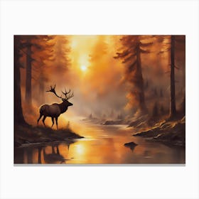 Elk In The Forest - Ai Canvas Print