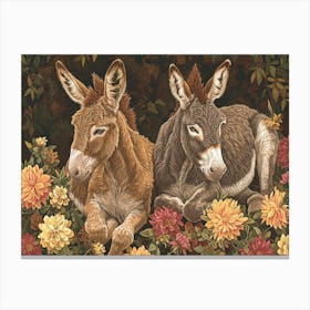 Floral Animal Illustration Donkey 3 Canvas Print