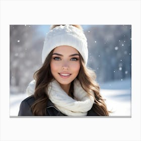 Beautiful Woman In Winter 2 Canvas Print