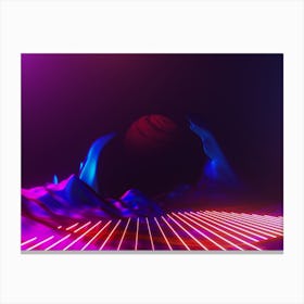 Neon space landscape: Jupiter [synthwave/vaporwave/cyberpunk] — aesthetic retrowave neon poster Canvas Print