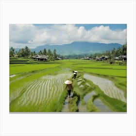 Village Rice Fields In Bali paintings art print Canvas Print