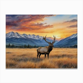 Vast and Untamed Beauty Elk At Sunset Canvas Print