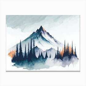 Mountain And Forest In Minimalist Watercolor Horizontal Composition 177 Canvas Print