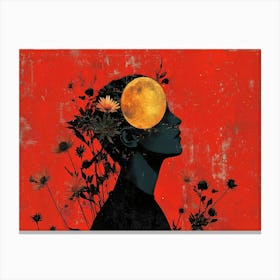 Moon And Flowers Canvas Print