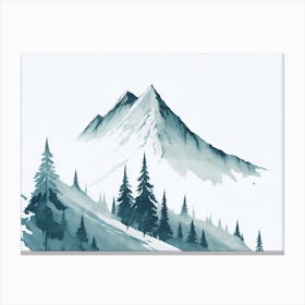 Mountain And Forest In Minimalist Watercolor Horizontal Composition 243 Canvas Print