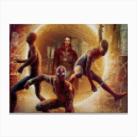 Spiderman No Way Home In A Pixel Dots Art Style Canvas Print