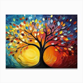 Vibrant Colorful Tree with Hanging Branches Abstract 3d Canvas Print