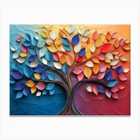 Colorful Tree with Leaves on Hanging Branches 10 Canvas Print