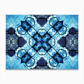 Blue Watercolor Pattern Flower Canvas Print