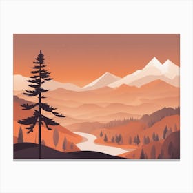 Misty mountains horizontal background in orange tone 112 Canvas Print