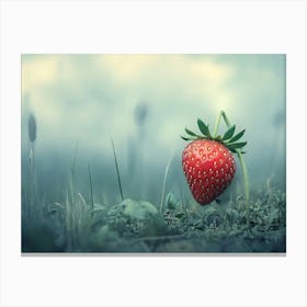 Strawberry In The Field Canvas Print