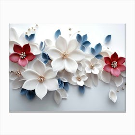 3d Artwork Illustration Flowers White Background 4 Canvas Print