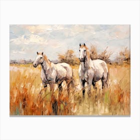 Horses Painting In Pampas Region, Argentina, Landscape 3 Canvas Print