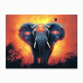 Elephant In Flames Canvas Print