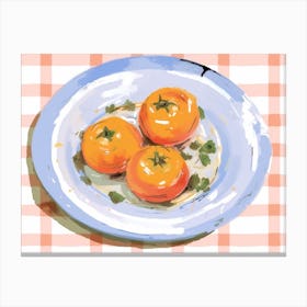 A Plate Of Ripe Tomato, Top View Food Illustration, Landscape 4 Canvas Print