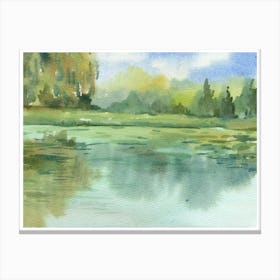 Watercolor Of A Lake 2 Canvas Print