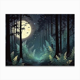 Forest At Night Canvas Print