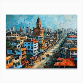 Cityscape Kolkata art Canvas Print