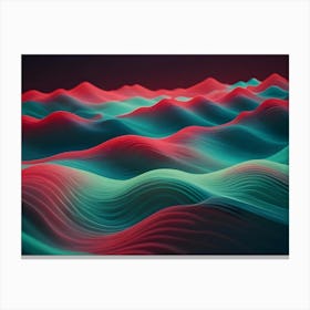 Abstract 3d Rendering Of Red And Green Wave Like Structures Creating A Dynamic And Textured Background Canvas Print