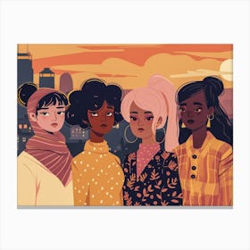 Portrait Of A Group Of Girls Canvas Print