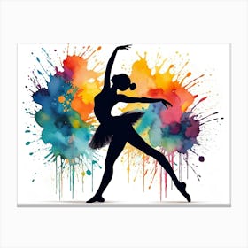 Silhouette of ballerina ballet dance - Watercolor painting #6 Canvas Print