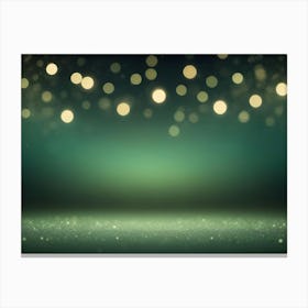 A Dark Green Background With A Layer Of Sparkle And Golden Bokeh Lights Scattered Across It 1 Canvas Print