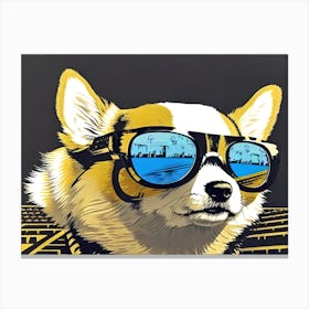 Corgi In Sunglasses 33 Canvas Print