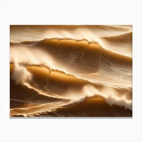 Powerful Ocean Waves Crest And Break, Illuminated By Warm Sunlight, Showcasing The Beauty And Power Of Nature Canvas Print