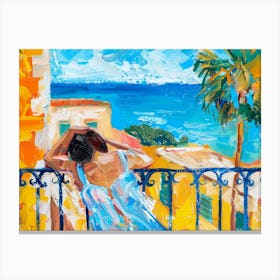 Woman On Balcony Canvas Print