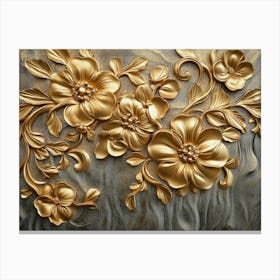 Gold Flowers Painting 1 Canvas Print